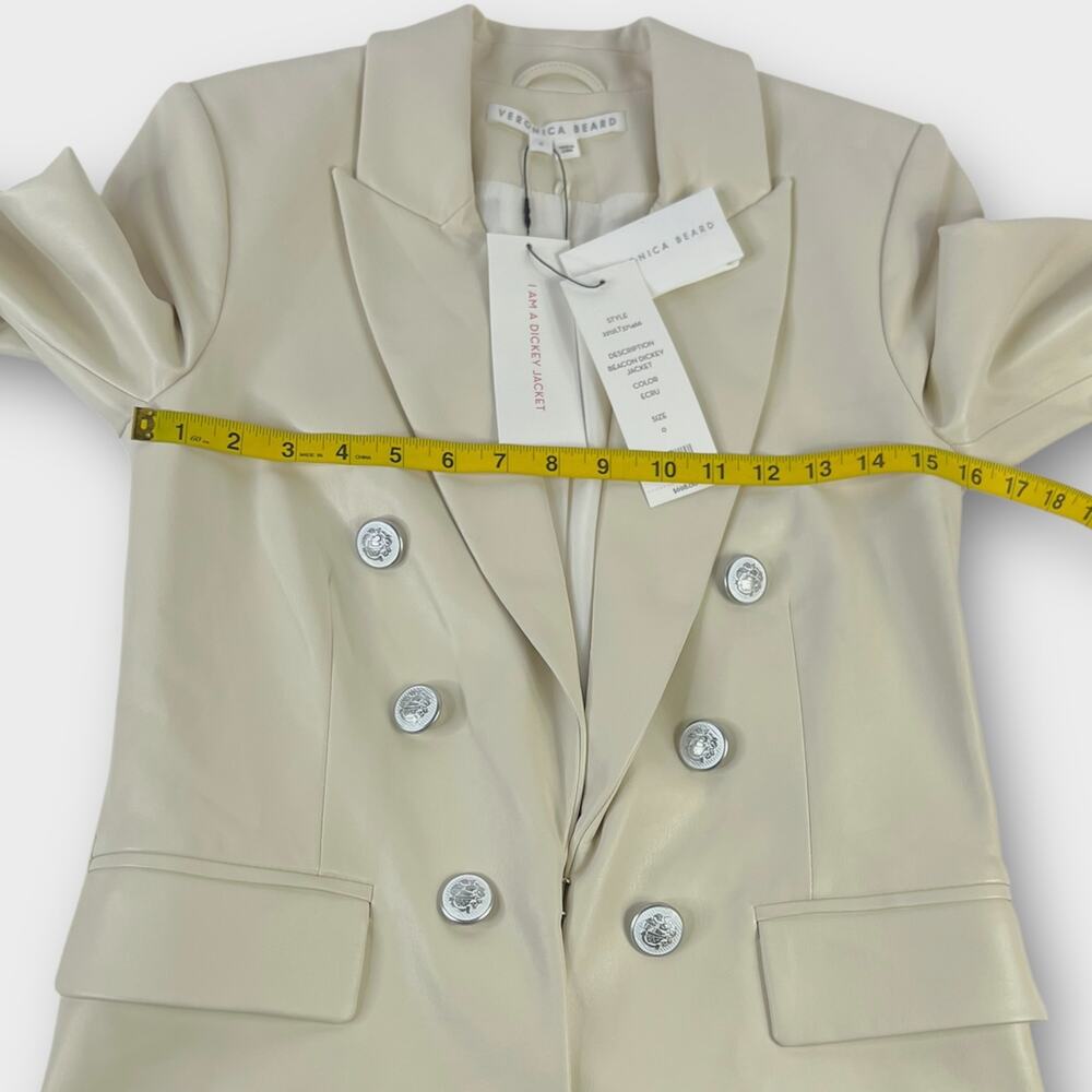Veronica Beard Beacon Dickey Jacket Faux Leather Ecru Size 0 NWT - Picture 5 of 12